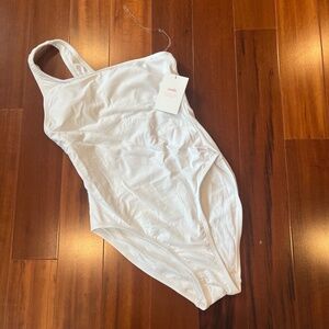 New NWT Andie The Nantucket Swimsuit White One-Piece Swim One Shoulder Sz XS
